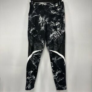 High Rise Marble Print Mesh Leggings Black White PINK Victoria's Secret Size M